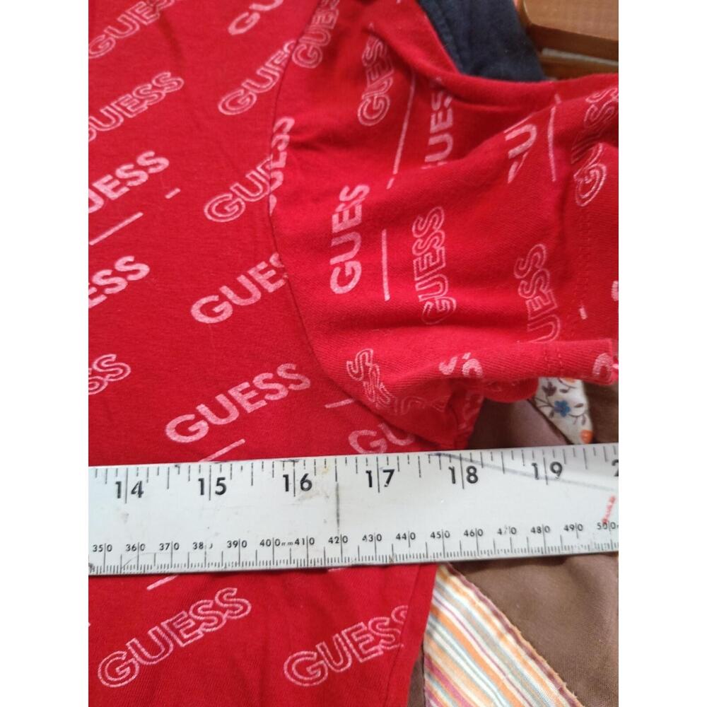 Vintage Guess S/P Short Sleeve Crew Neck Tshirt Red Spellout Logo Print Tee - Picture 5 of 6